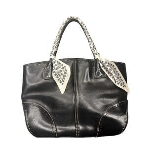 Fossil Sedona Black Leather Triple Entry Satchel Y2K Whimsigoth Dark Academia